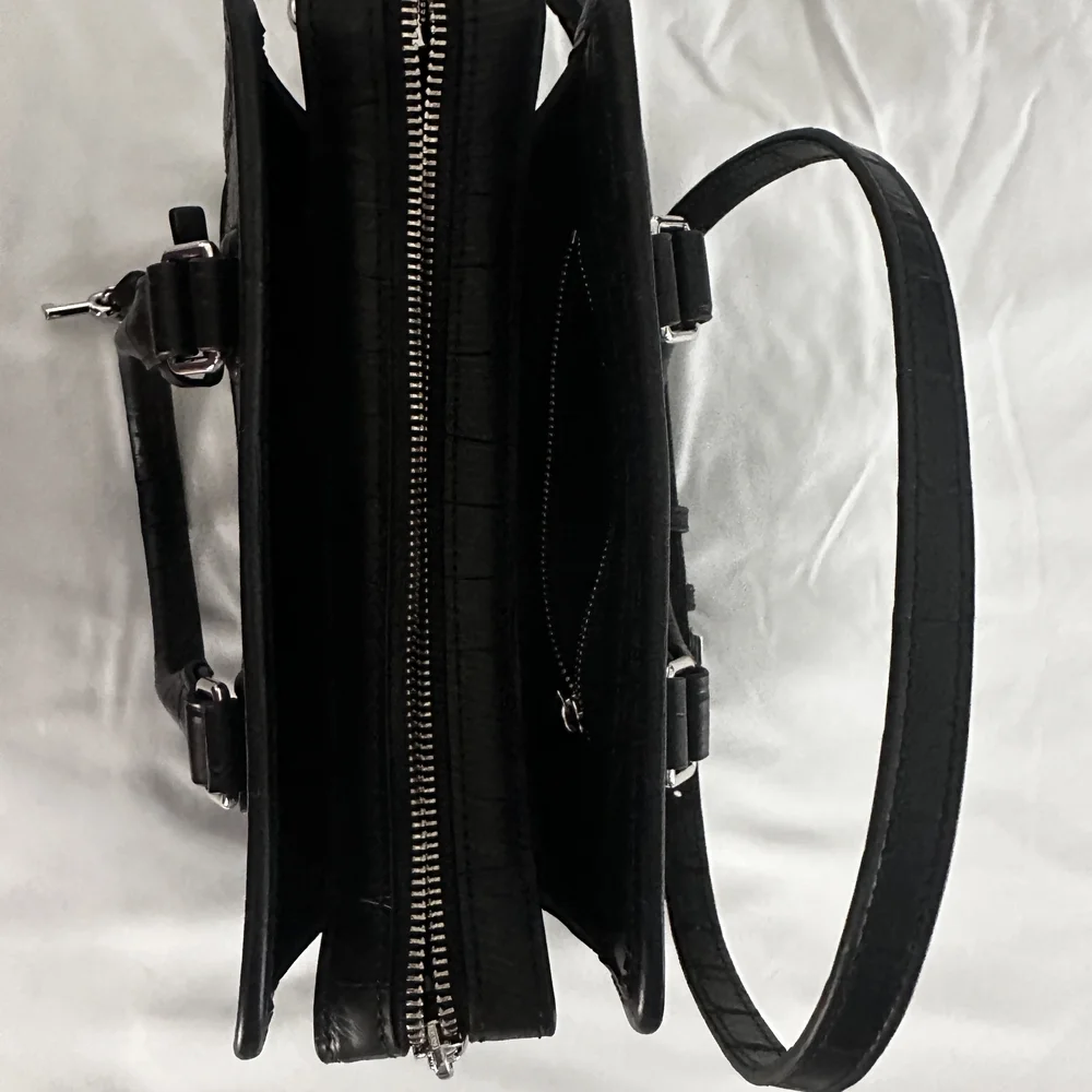 Marc Jacobs Black Croc-Embossed Top-Handle Satchel